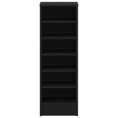 Mobile Per Scarpe  Nero Rovere 31,5X35X90 Cm In Legno Ingenerizzato