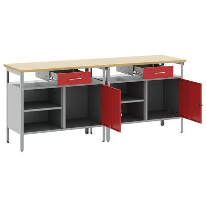 Set Di 2 Panchine Da Lavoro In Acciaio Rosso Rosso