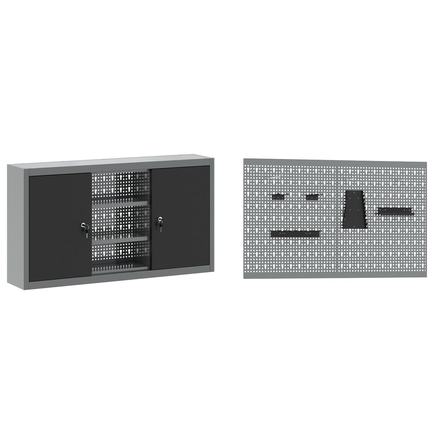 Set Di Mobili Da Lavoro Set Di 5 Nero Acciaio Standard Grigio