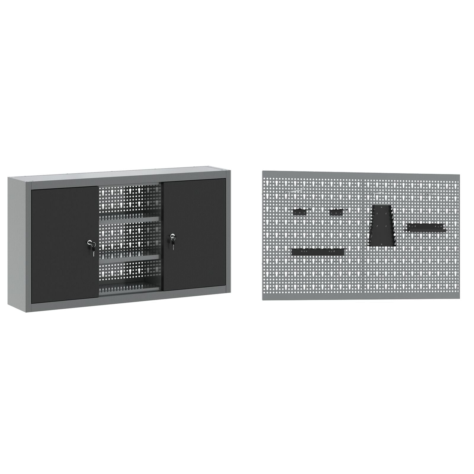 Set Di Mobili Da Lavoro Set Di 5 Nero Acciaio Standard Grigio
