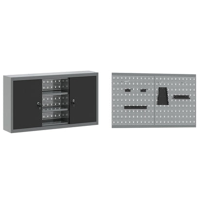 Set Di Mobili Da Lavoro Set Di 5 Nero Acciaio Standard Grigio