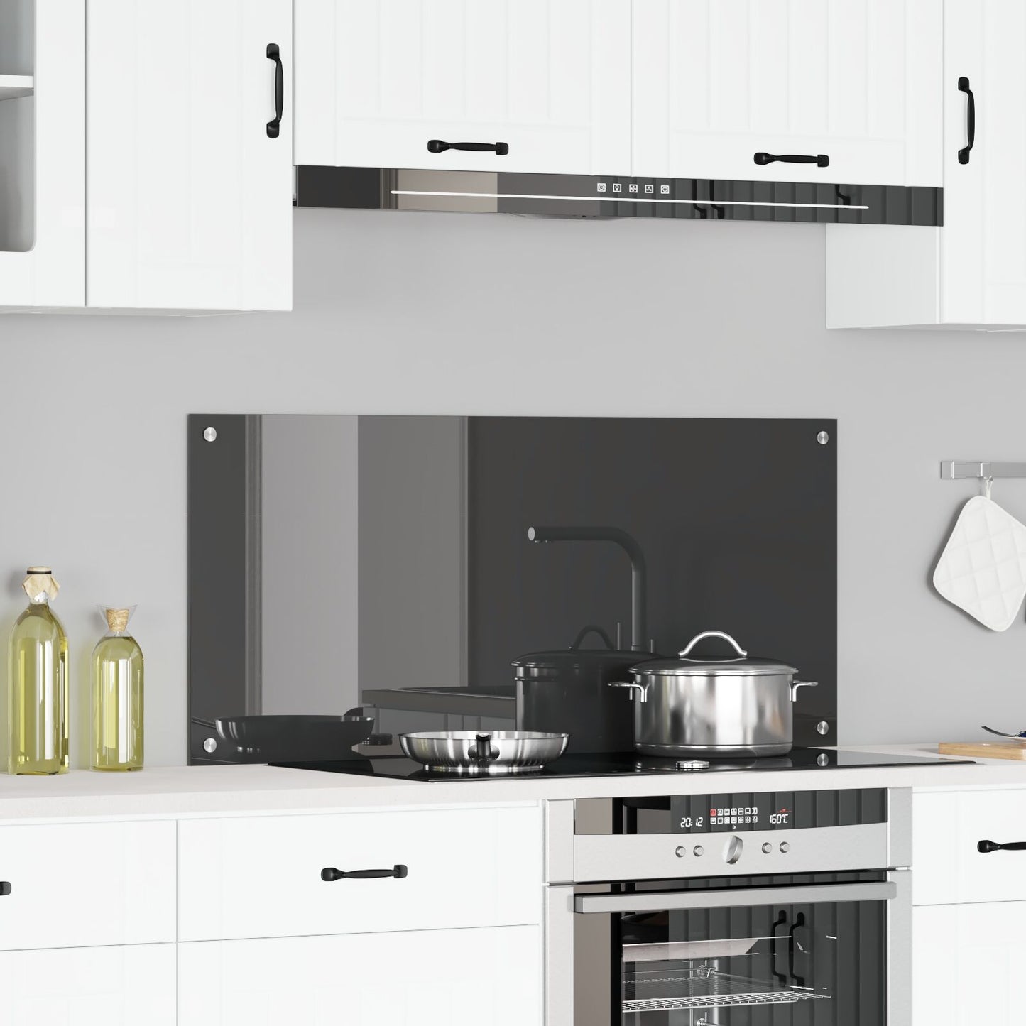 Schienale Cucina Grigio Scuro 110X50X0,6 Cm In Vetro Temperato Di