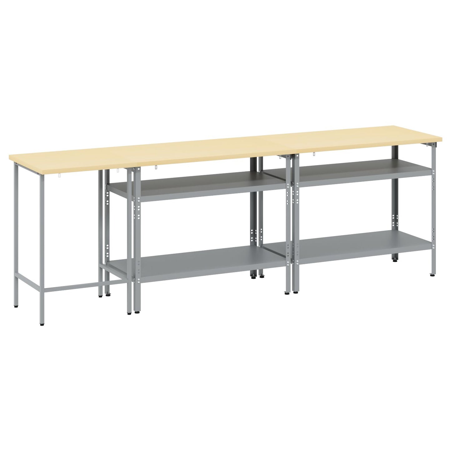 Set Di Banchi Da Lavoro In Acciaio Grigio, 3 Pezzi Rosso
