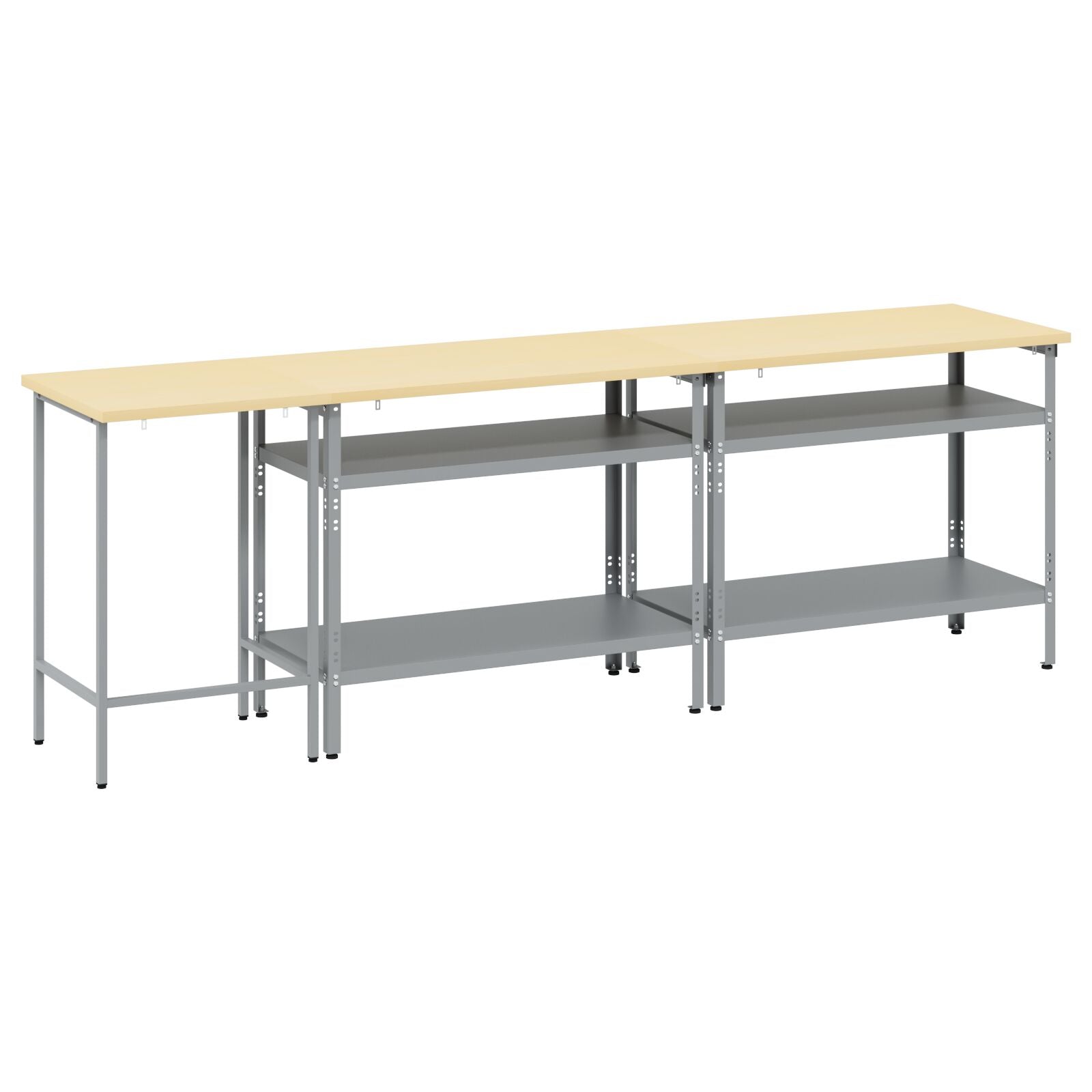 Set Di Banchi Da Lavoro In Acciaio Grigio, 3 Pezzi Rosso