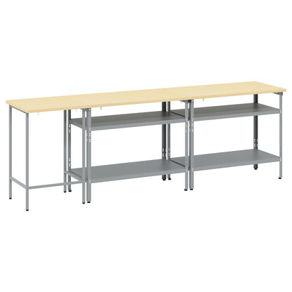 Set Di Banchi Da Lavoro In Acciaio Grigio, 3 Pezzi Rosso