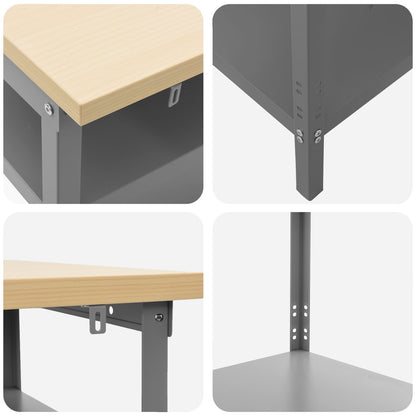 Tavolo Da Lavoro  In Grigio, 100X55X85 Cm, In Acciaio E Legno Ingegnerizzato