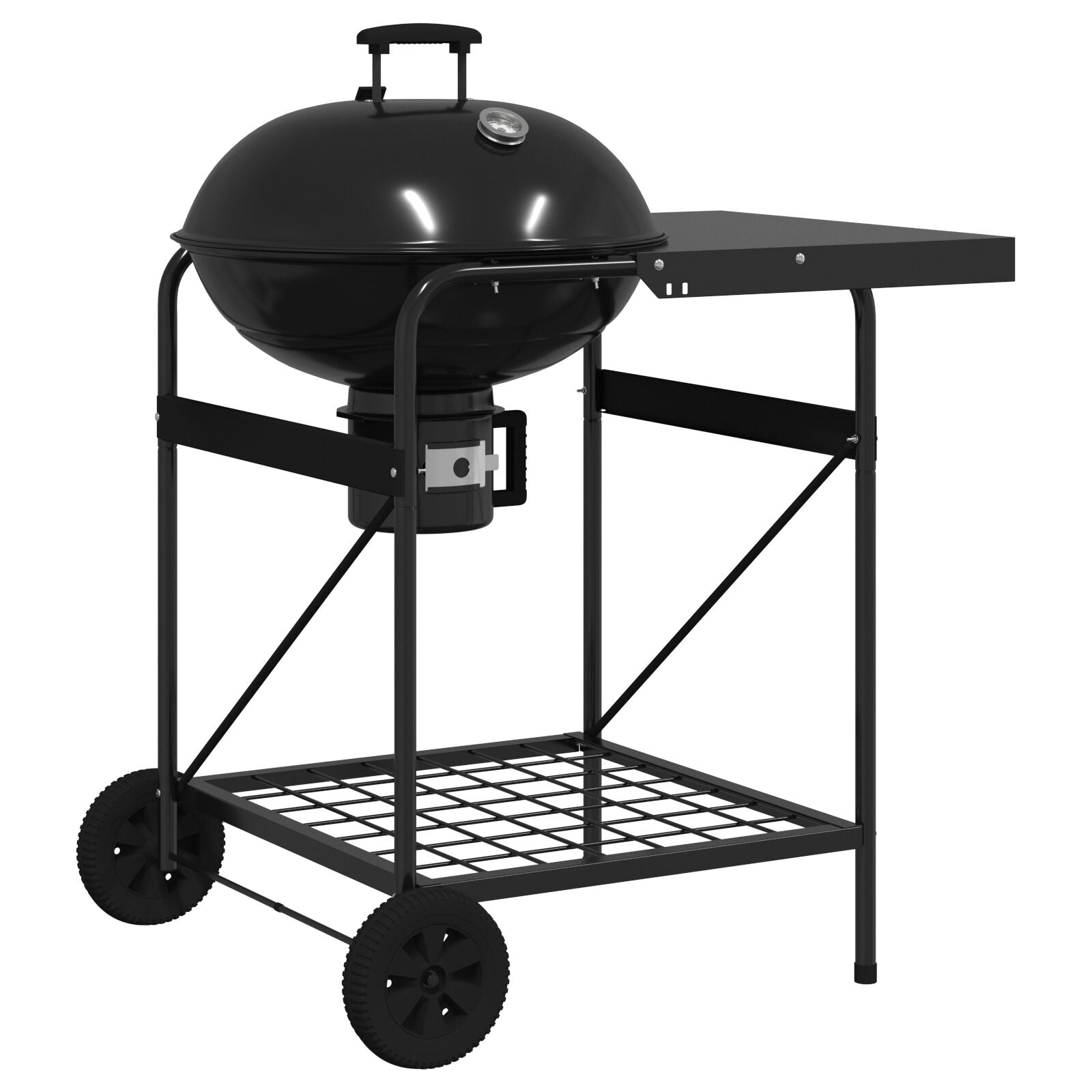Carrello Barbecue A Carbone  Con Coperchio Nero 96X72X113 Cm In Metallo