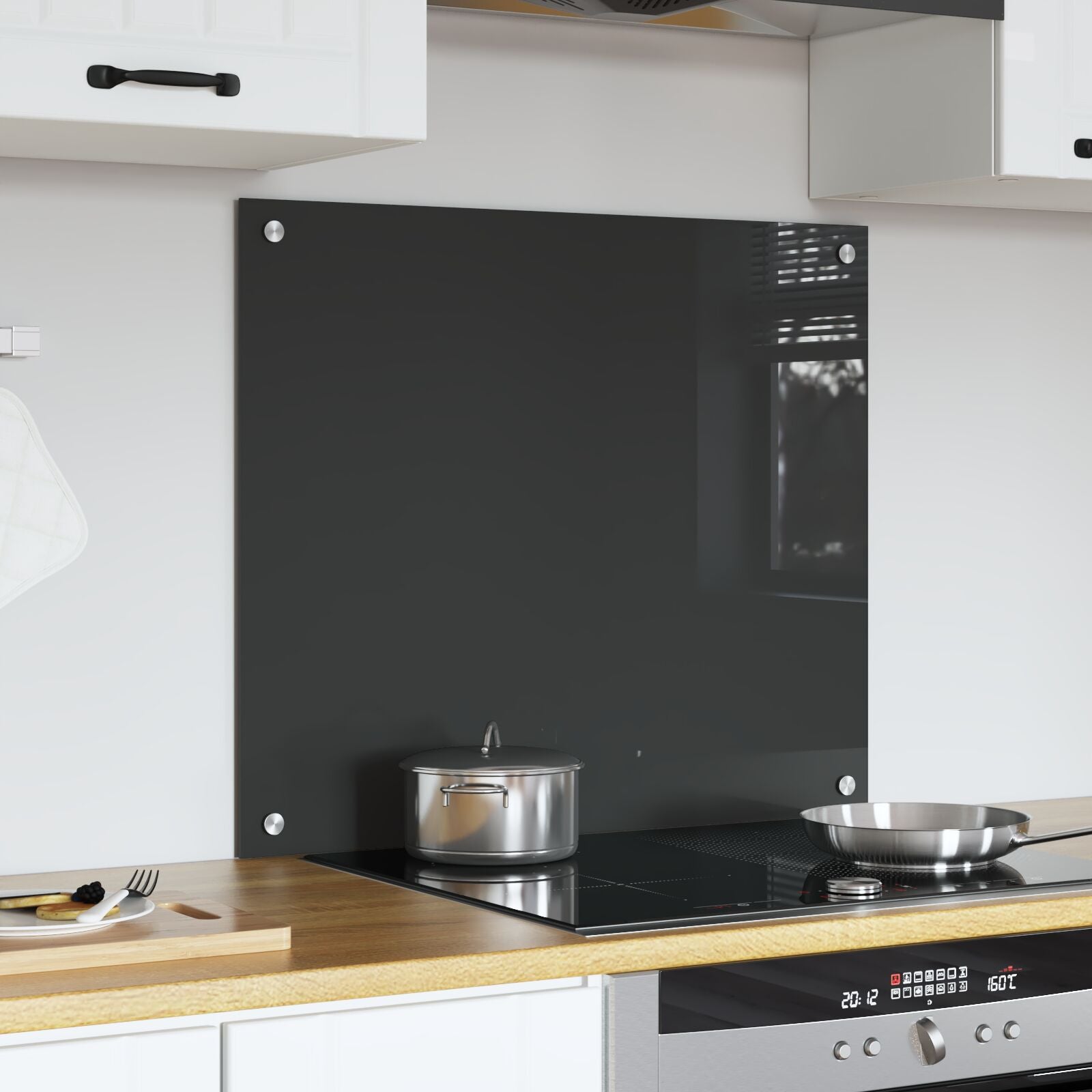 Schienale Cucina Grigio Scuro 70X60X0,6 Cm In Vetro Temperato