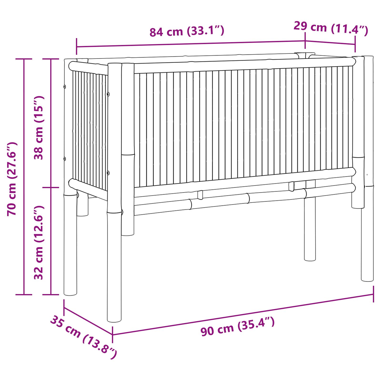 Letto Da Giardino 90X35X70 Cm In Bambù