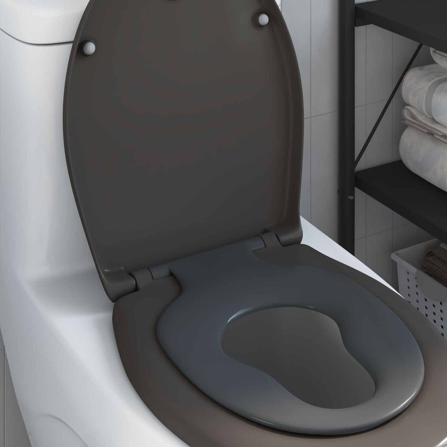 Sedile Per Toilette Familiare Con Sedile Per Bambini Sgancio Rapido In Duroplast