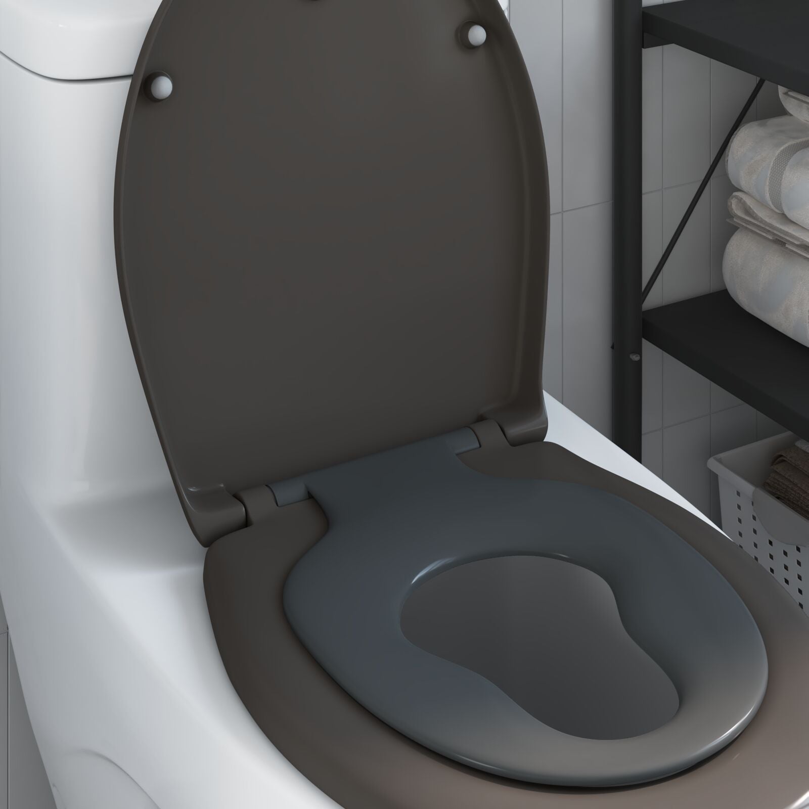 Sedile Per Toilette Familiare Con Sedile Per Bambini Sgancio Rapido In Duroplast
