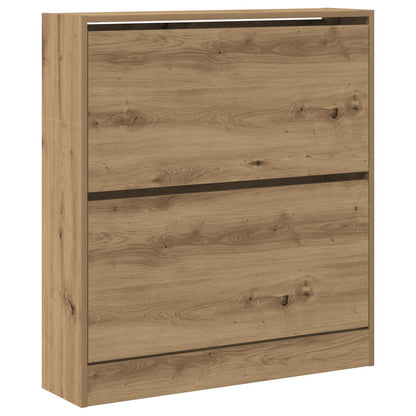 Mobile Per Scarpe  Con Cassetto A Ribalta In Rovere Affumicato 80X21X87,5 Cm