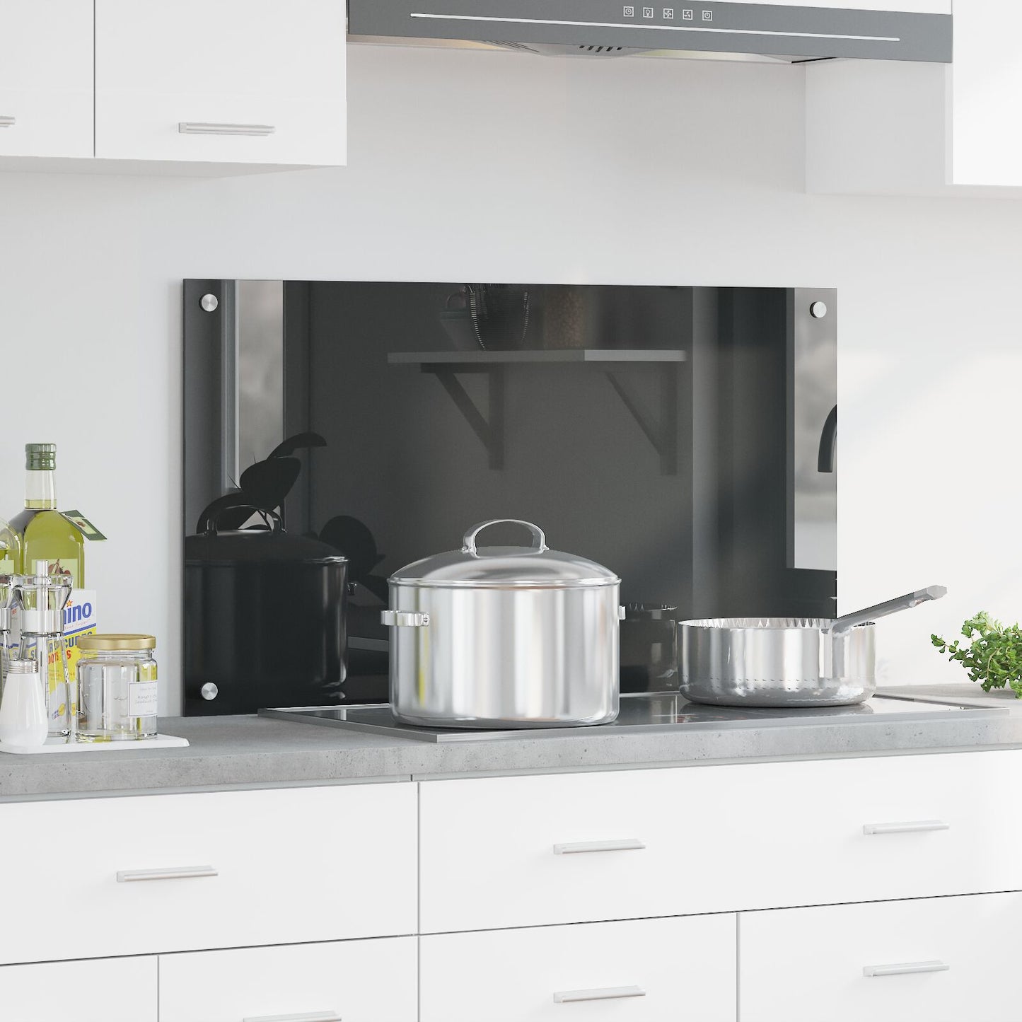 Paravento Da Cucina Grigio Scuro 90X50X0,6 Cm In Vetro Temperato