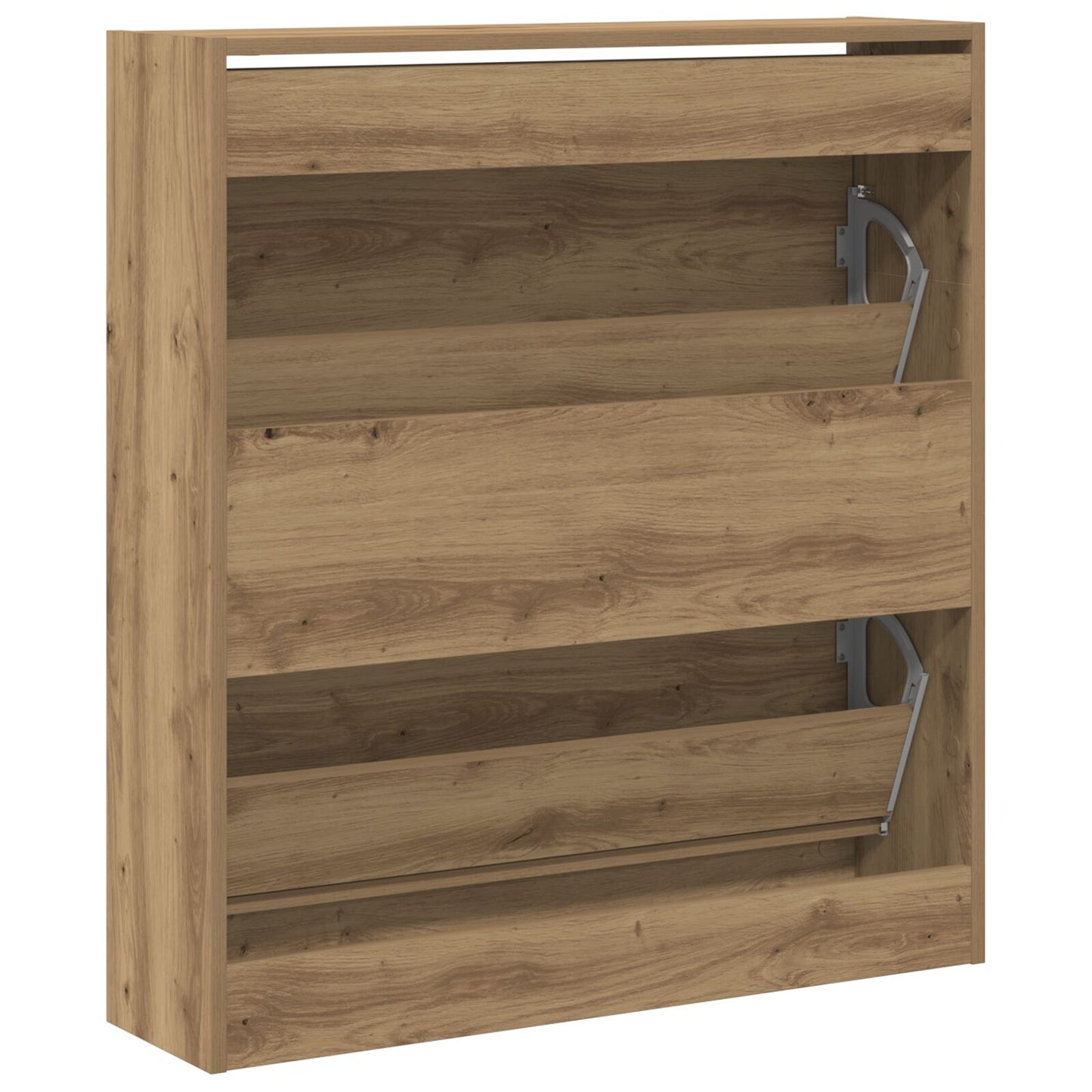 Mobile Per Scarpe  Con Cassetto A Ribalta In Rovere Affumicato 80X21X87,5 Cm
