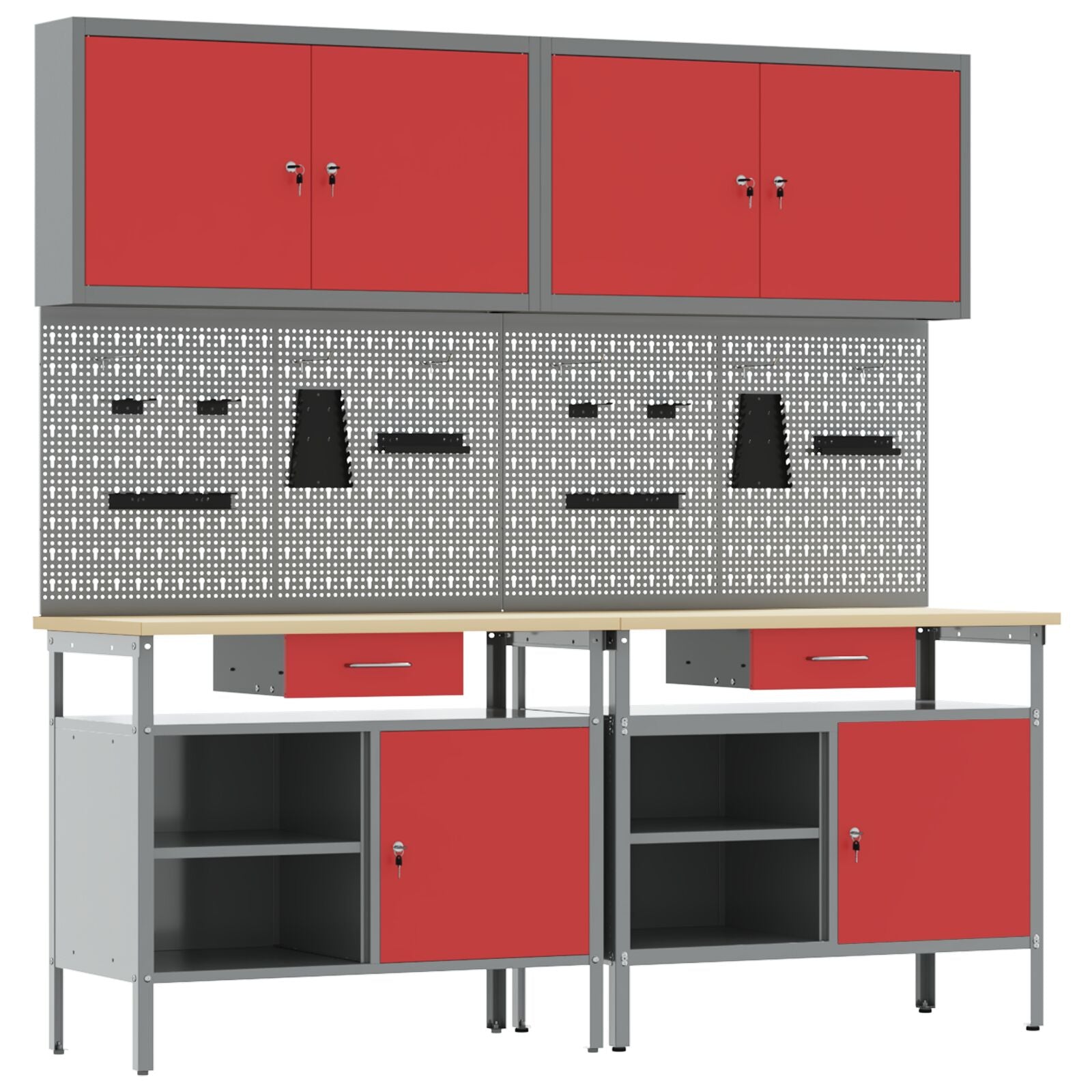 Set Di Panchina Da Lavoro In Acciaio Rosso Da 8 Pezzi Rosso