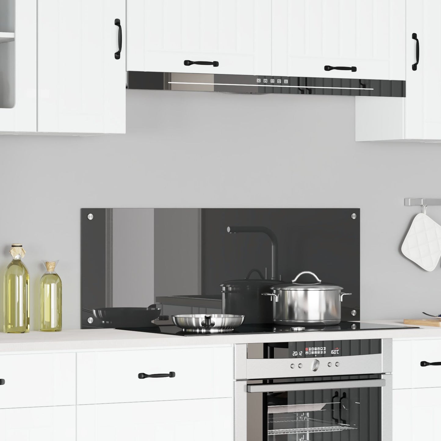 Schienale Da Cucina  Grigio Scuro 110X40X0,6 Cm In Vetro Temperato