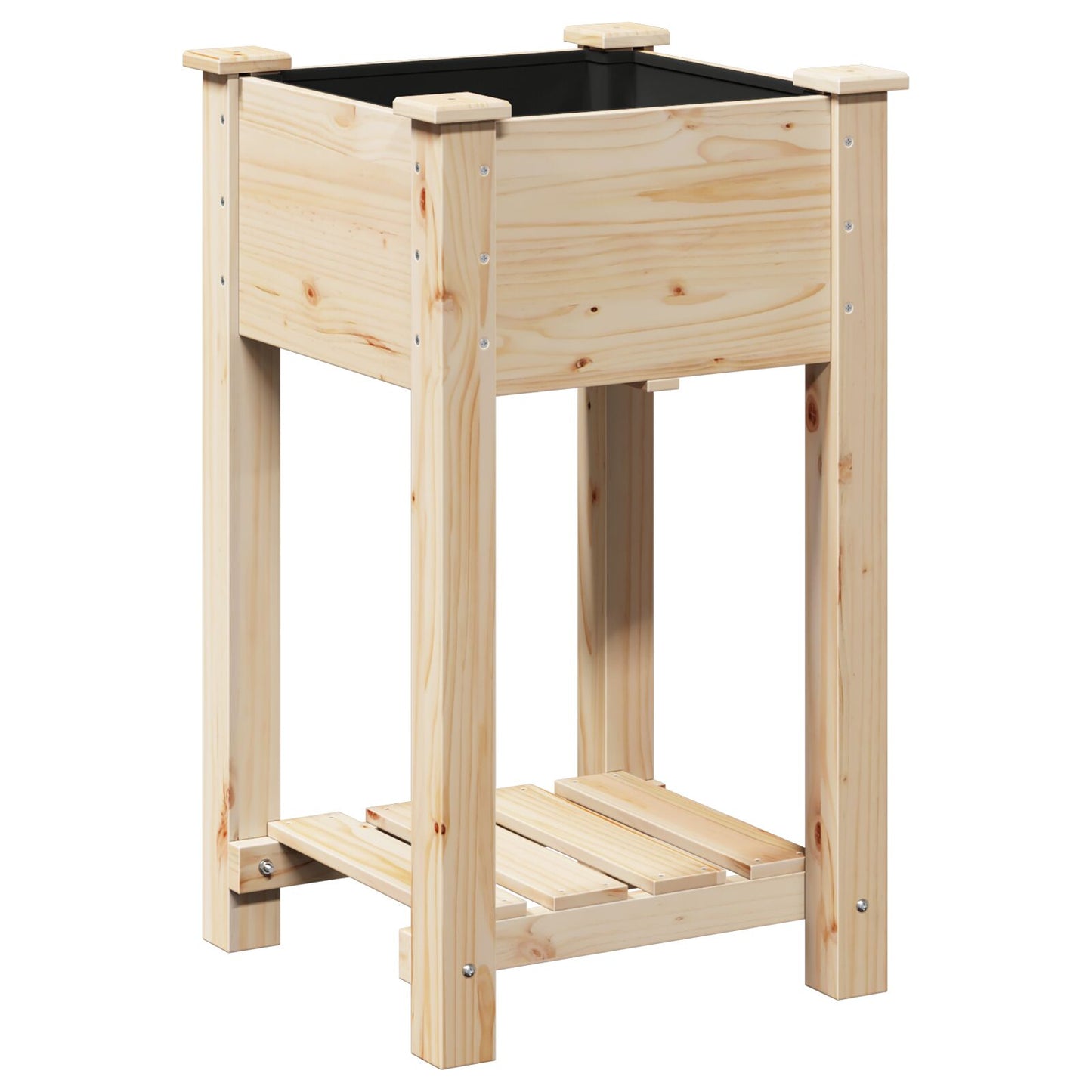Vaso Da Giardino  Con Ripiano 45X45X76 Cm In Legno Massello Di Abete