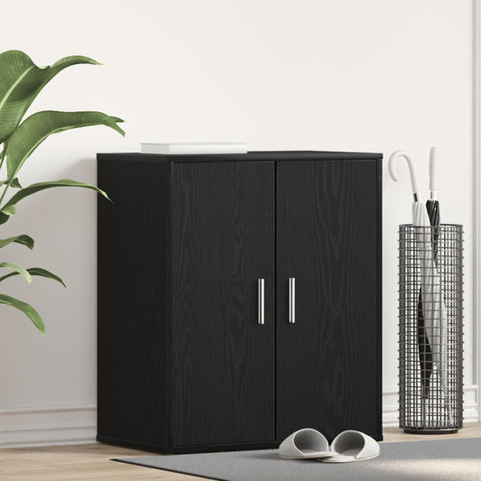 Armadio Per Scarpe  Nero Rovere 60X35X70 Cm In Legno Ingegnerizzato