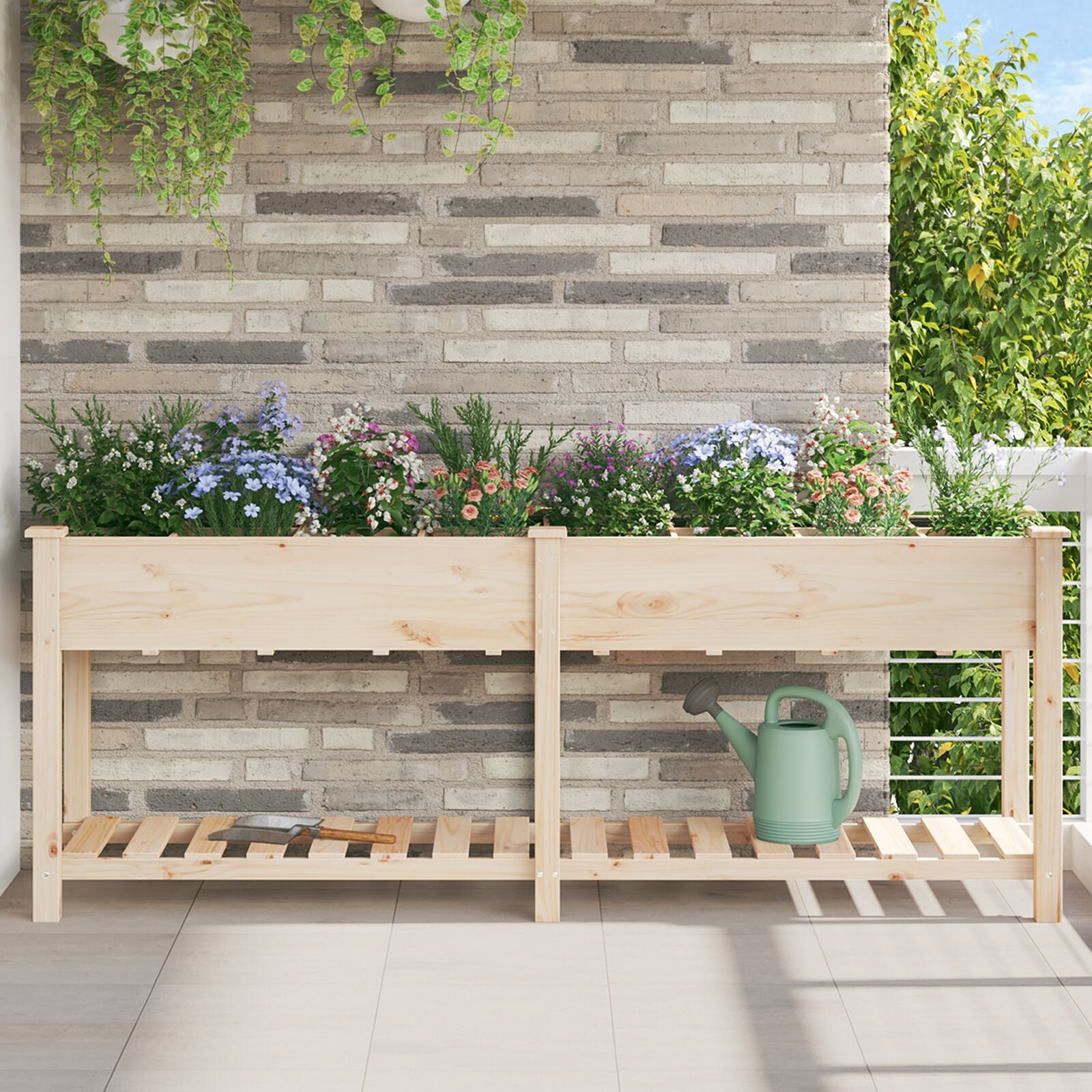Fioriera Per Giardino Con Griglie 71X37X76 Cm In Legno Massello Di Pino