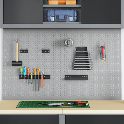 Pannelli Pegboard  2 Pezzi Con 8 Accessori Grigio 50X Acciaio