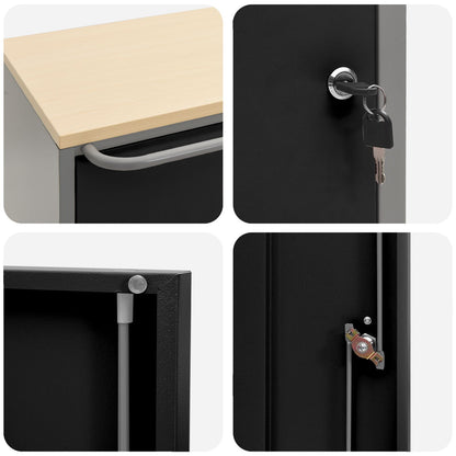 Armadio Portattrezzi  Con Ruote E Chiusura Nero 75X45X85 Cm Acciaio