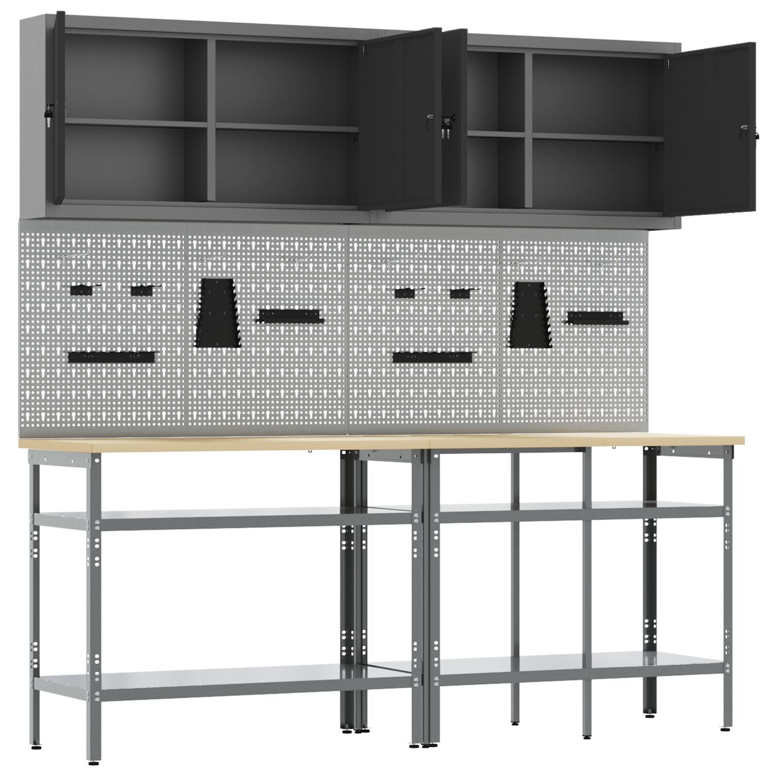 Set Da Lavoro In Acciaio Grigio 8 Pezzi Di Rosso