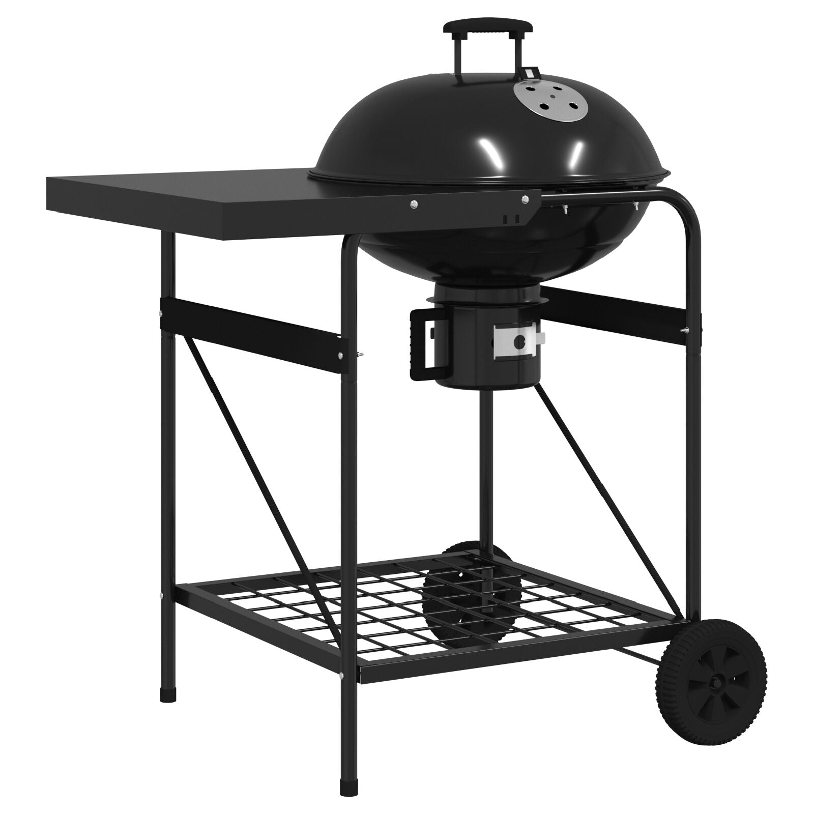 Carrello Barbecue A Carbone  Con Coperchio Nero 96X72X113 Cm In Metallo