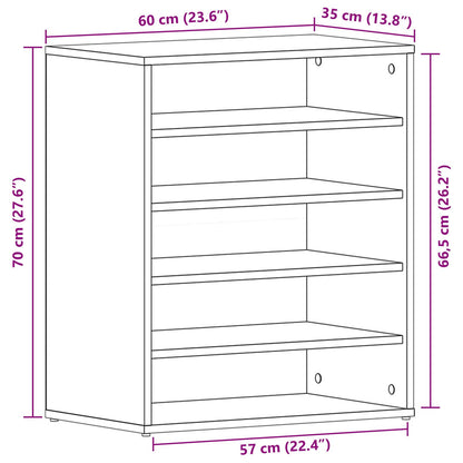 Mobiletto Per Scarpe  Nero Rovere 60X35X70 Cm In Legno Ingegnerizzato
