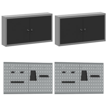 Set Da Lavoro In Acciaio Grigio 8 Pezzi Di Rosso