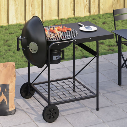 Carrello Barbecue A Carbone  Con Coperchio Nero 96X72X113 Cm In Metallo