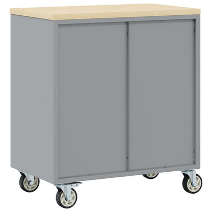 Armadio Portattrezzi  Con Ruote E Chiusura Nero 75X45X85 Cm Acciaio