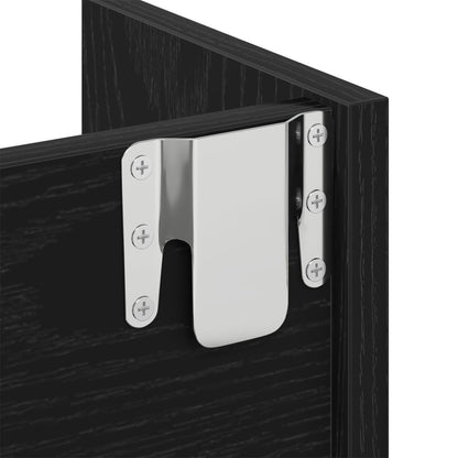 Armadio Per Scarpe  Nero Rovere 80X18X90 Cm In Legno Ingegnerizzato