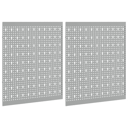 Pannelli Pegboard  2 Pezzi Con 8 Accessori Grigio 50X Acciaio