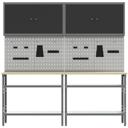 Set Da Lavoro In Acciaio Grigio 8 Pezzi Di Rosso