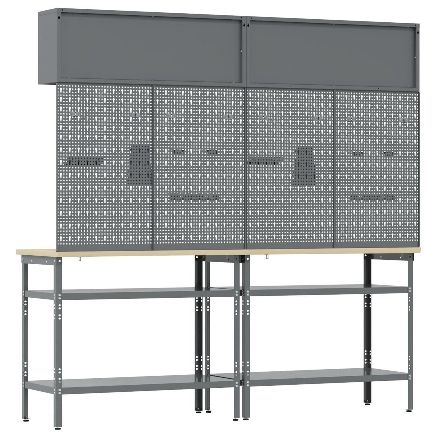 Set Di 8 Banchi Da Lavoro In Acciaio Grigio Rosso