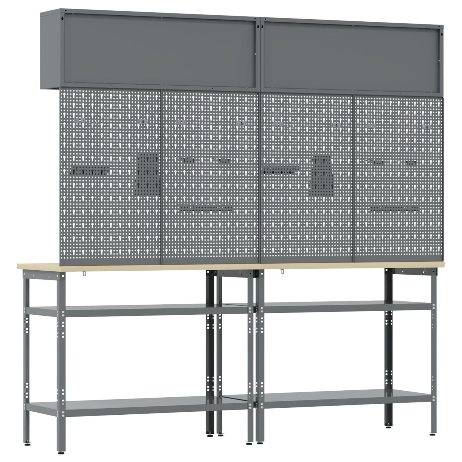 Set Di 8 Banchi Da Lavoro In Acciaio Grigio Rosso