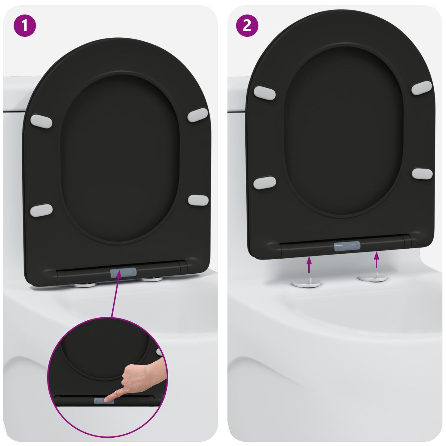 Seggiolino Per Toilette A Rilascio Rapido Con Chiusura Morbida - Duroplast, Nero