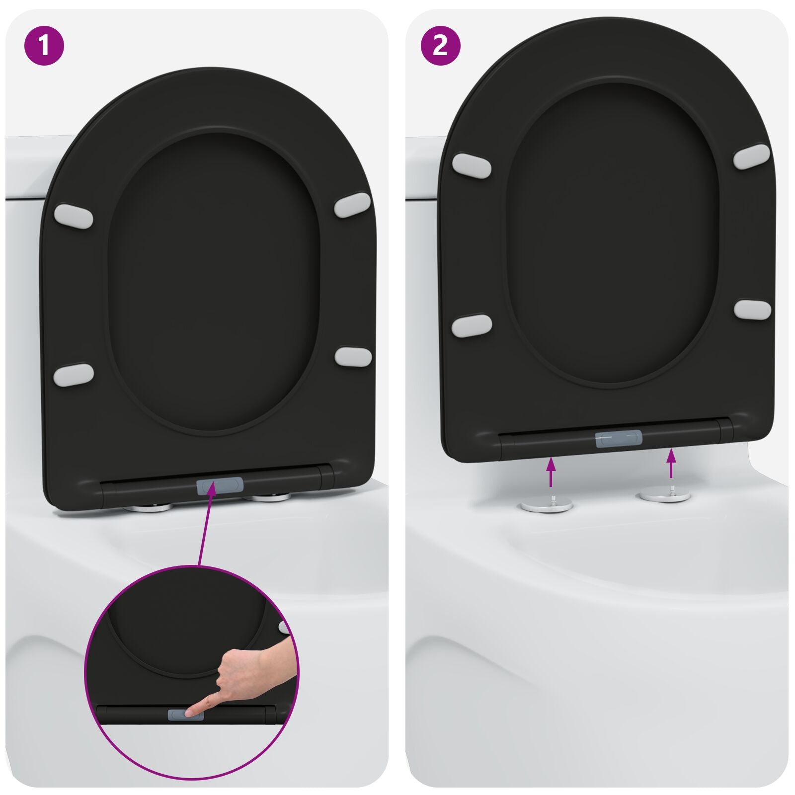 Seggiolino Per Toilette A Rilascio Rapido Con Chiusura Morbida - Duroplast, Nero