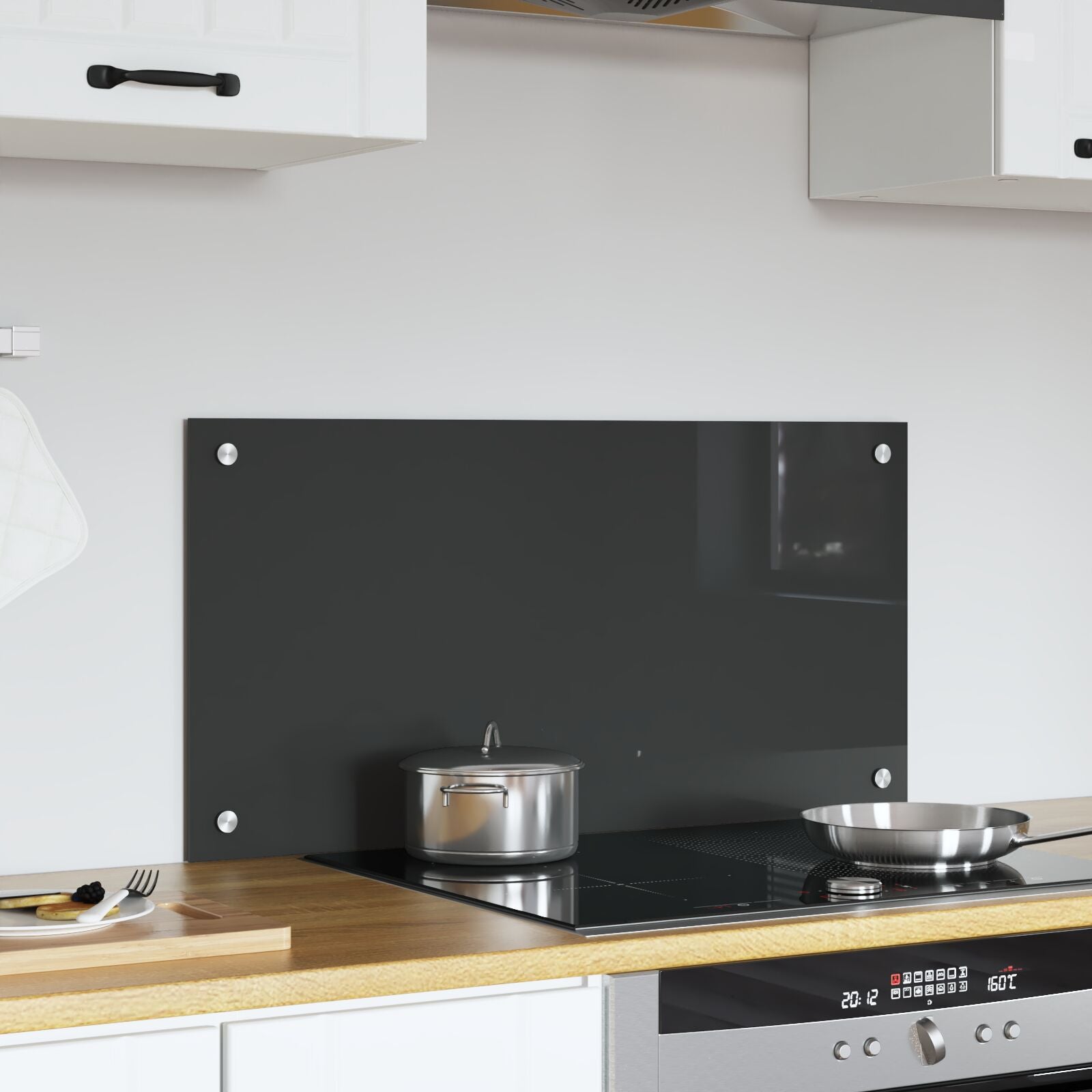 Schienale Cucina Grigio Scuro 80X40X0,6 Cm In Vetro Temperato