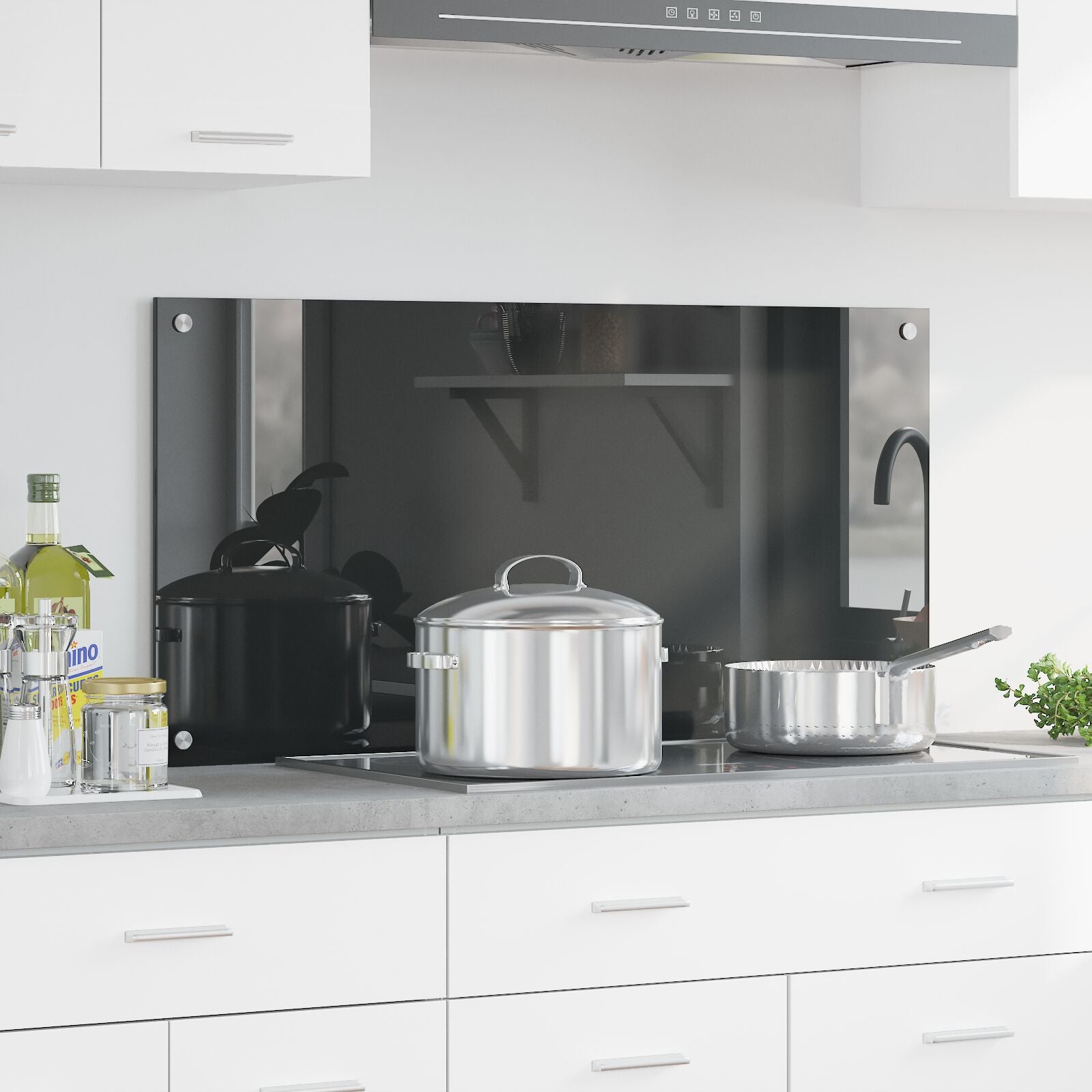 Schienale Cucina Grigio Scuro 100X50X0,6 Cm Vetro Temperato