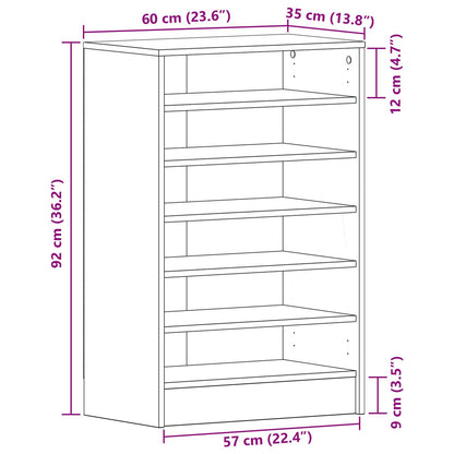 Mobile Per Scarpe  Nero Rovere 60X35X92 Cm In Legno Ingegnerizzato