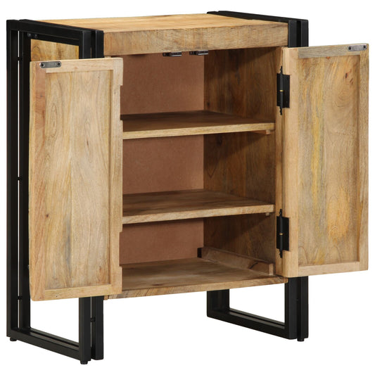 Armadio Per Scarpe  Nero 30X30X40 Cm Legno Massello Di Mango E Acciaio