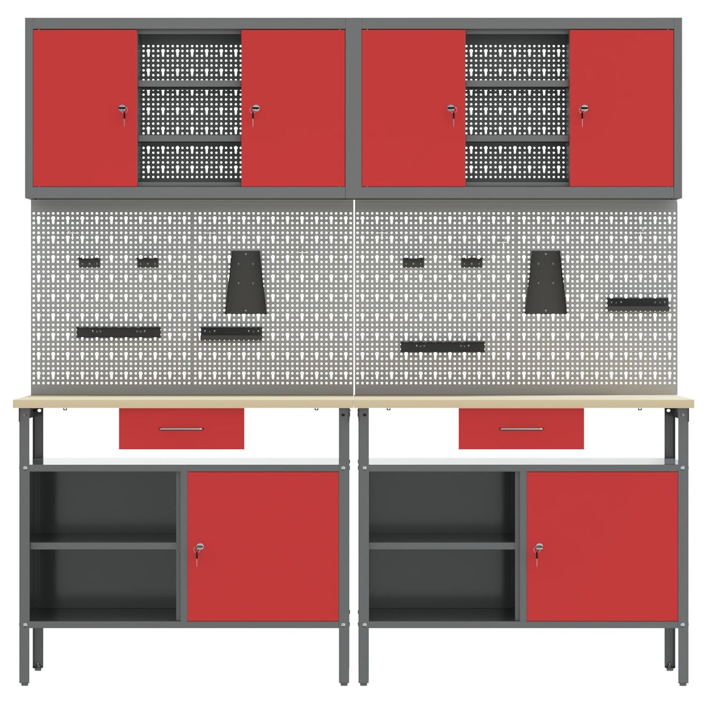 Set Di Banchi Da Lavoro Red Steel Da 8 Pezzi Di Rosso