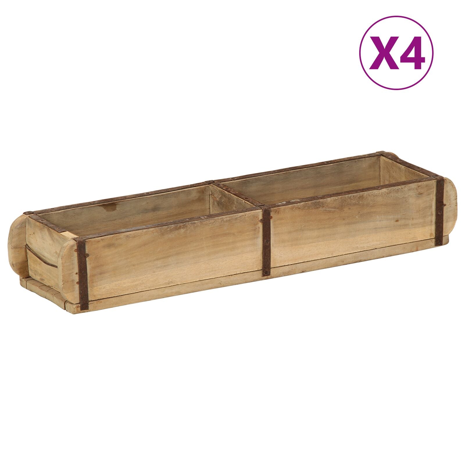 Set Di 4 Vassoi  60,5X15X9 Cm In Legno Riciclato