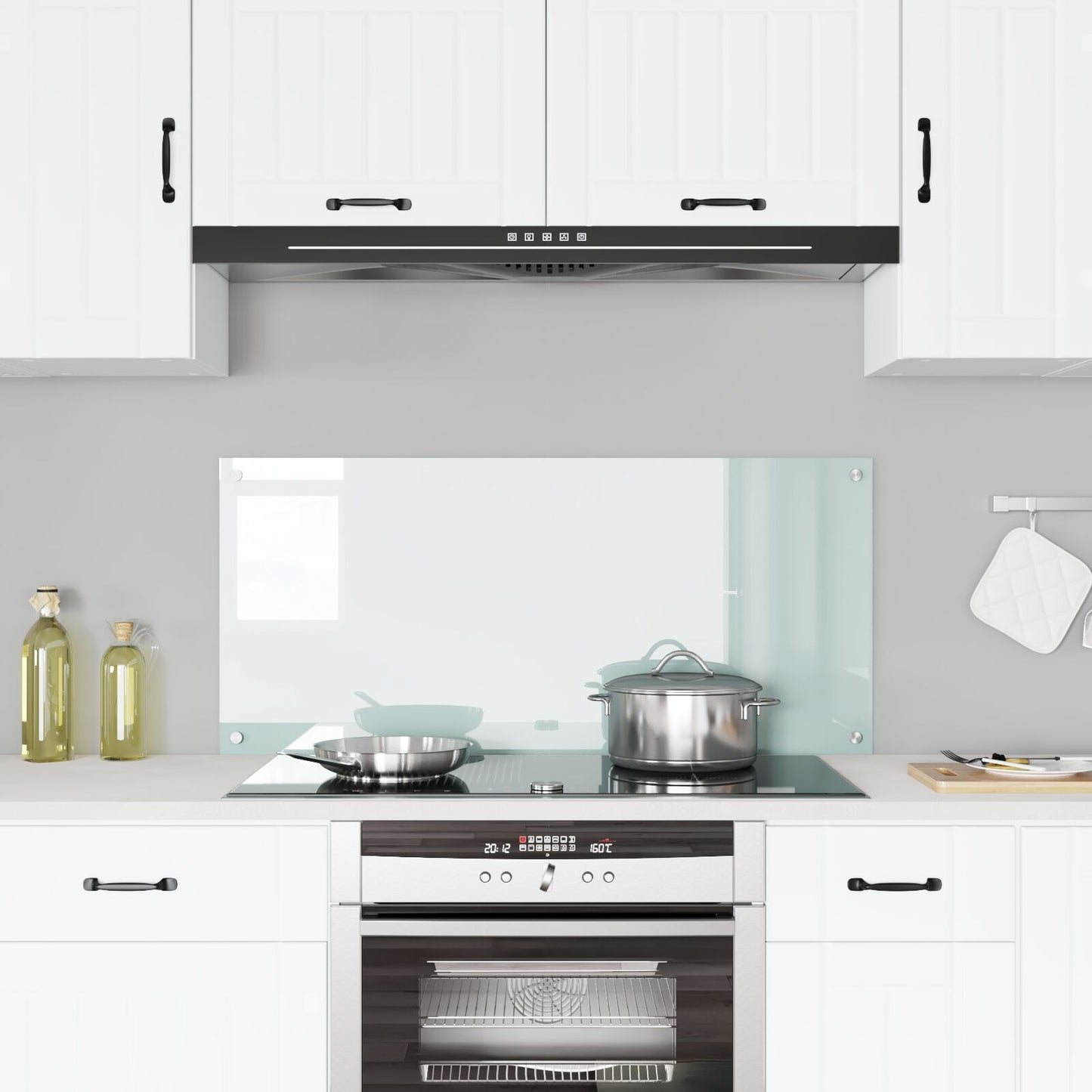 Schienale Cucina Bianco 110X50X0,6 Cm In Vetro Temperato -