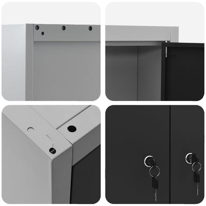 Set Da 5 Pezzi Di Armadio Per Utensili E Pannello Magnetico Da Montare A Muro In Metallo Nero Rosso