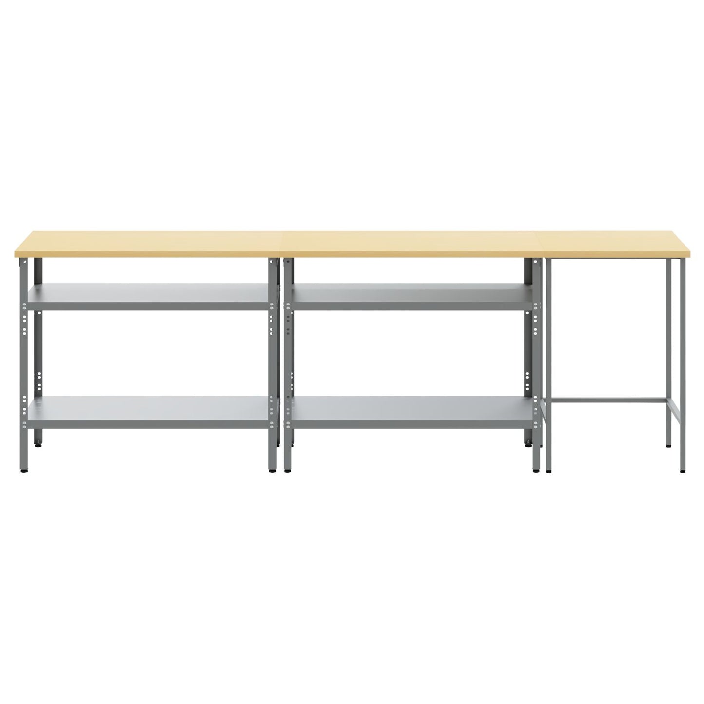 Set Di Banchi Da Lavoro In Acciaio Grigio, 3 Pezzi Rosso