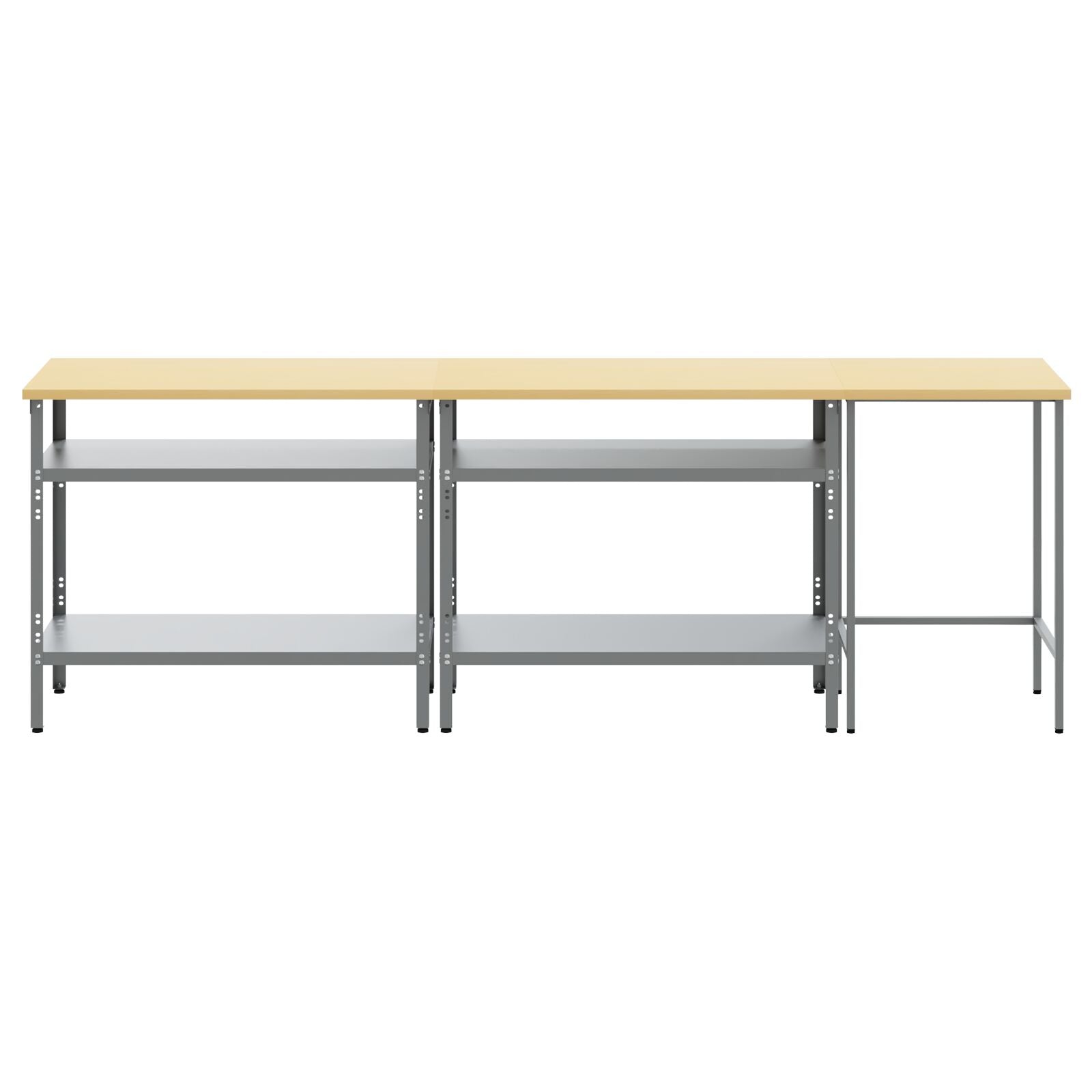 Set Di Banchi Da Lavoro In Acciaio Grigio, 3 Pezzi Rosso