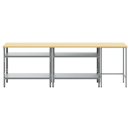 Set Di Banchi Da Lavoro In Acciaio Grigio, 3 Pezzi Rosso