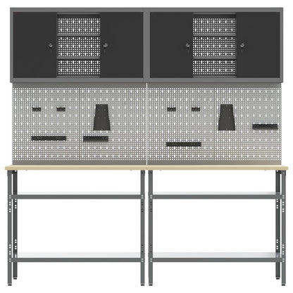 Set Da Lavoro 8 Pezzi Grigio In Acciaio Rosso